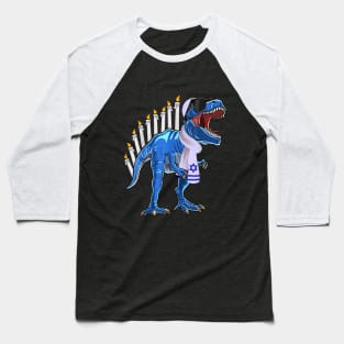 Menorasaurus Rex T Rex Dinosaur Hanukkah Gift for Boys Baseball T-Shirt